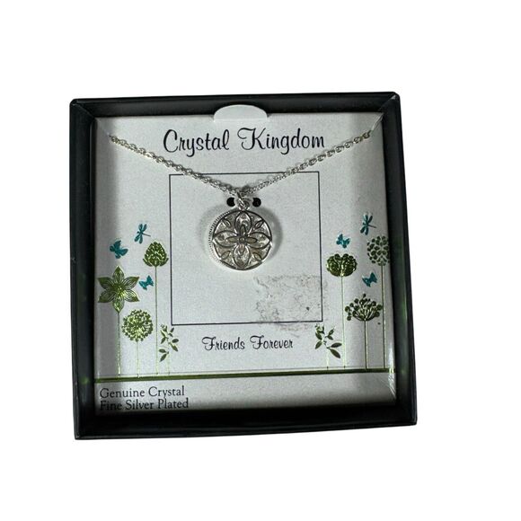 Crystal Kingdom Friends Forever Genuine Crystals Silver Plated Necklace Gift Box - Picture 2 of 4